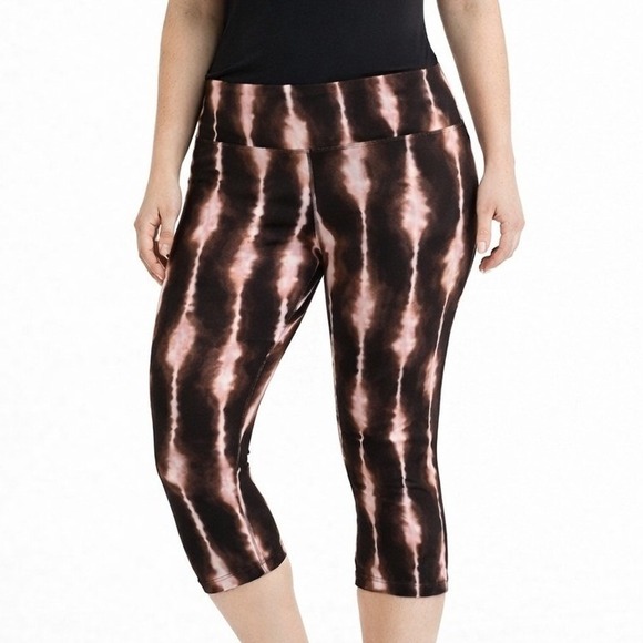 NOBO Pants - No Boundaries Pink & Brown Tie Dye Capri Leggings Stretch Athleisure Women's XS